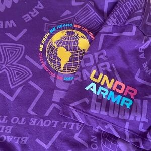 Under Armour Women S Black History Loose Fit Short Sleeve Purple T-Shirt 2 Sided